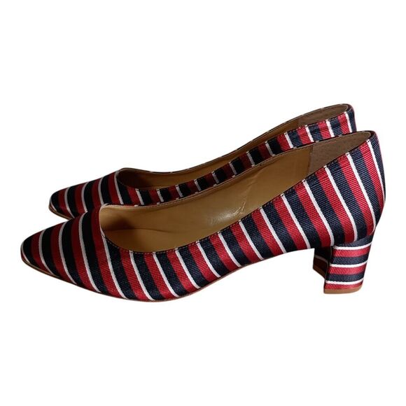Talbots Kelsey Block Heel Pumps Shoes Textile Striped Women's 6 - Picture 6 of 8